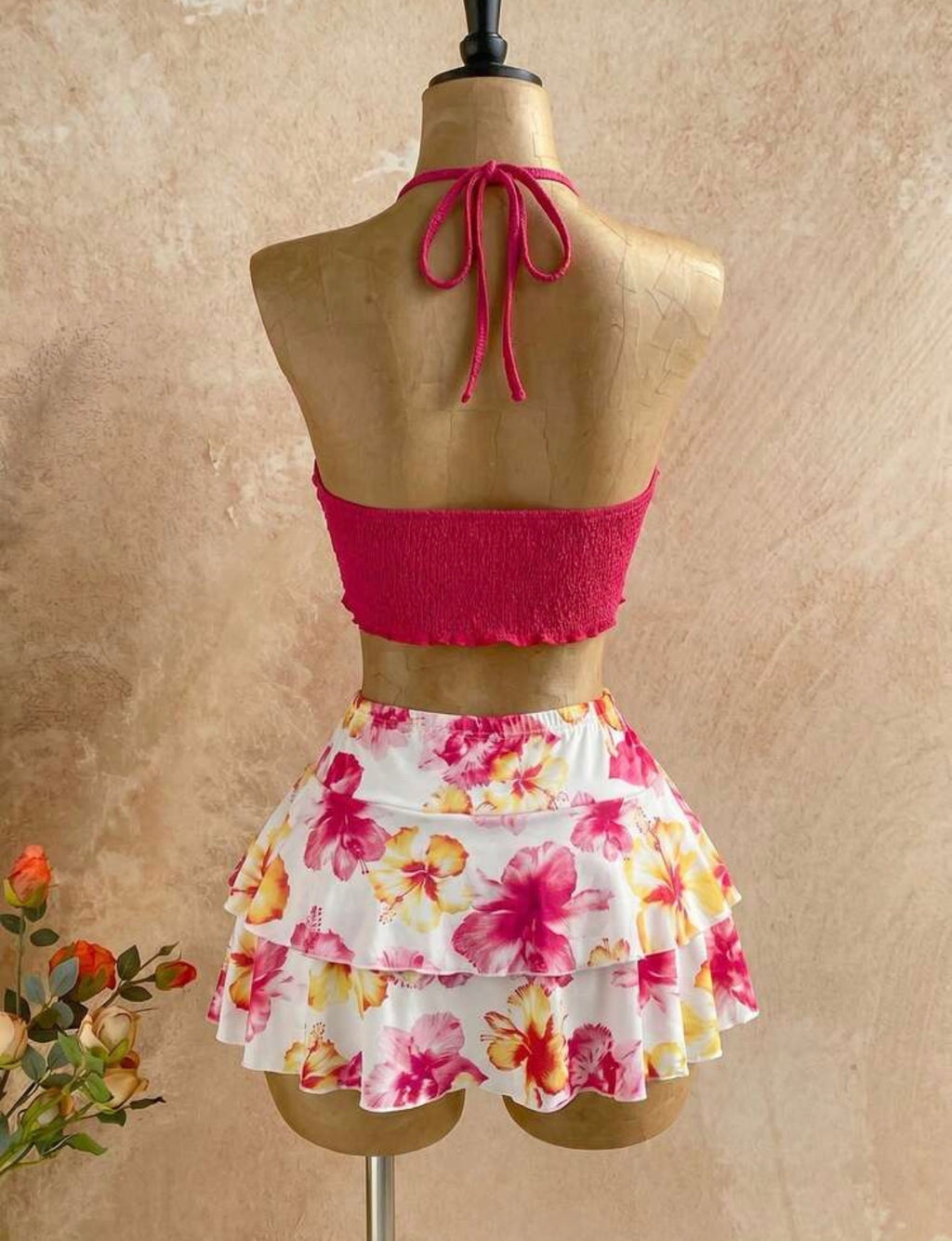 2PCS Halter Top & Mini Skirt Set