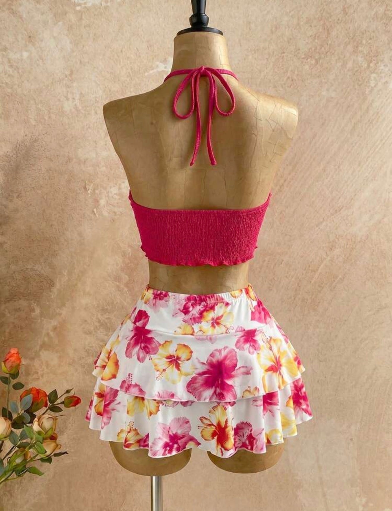 2PCS Halter Top & Mini Skirt Set