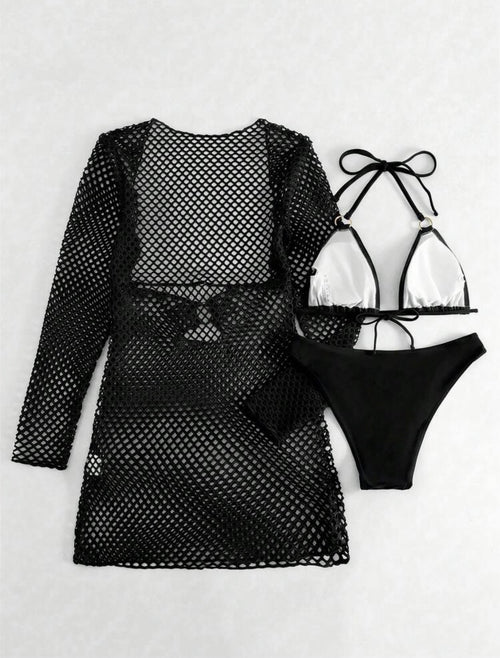 3pcs Bikini Set with Coverup