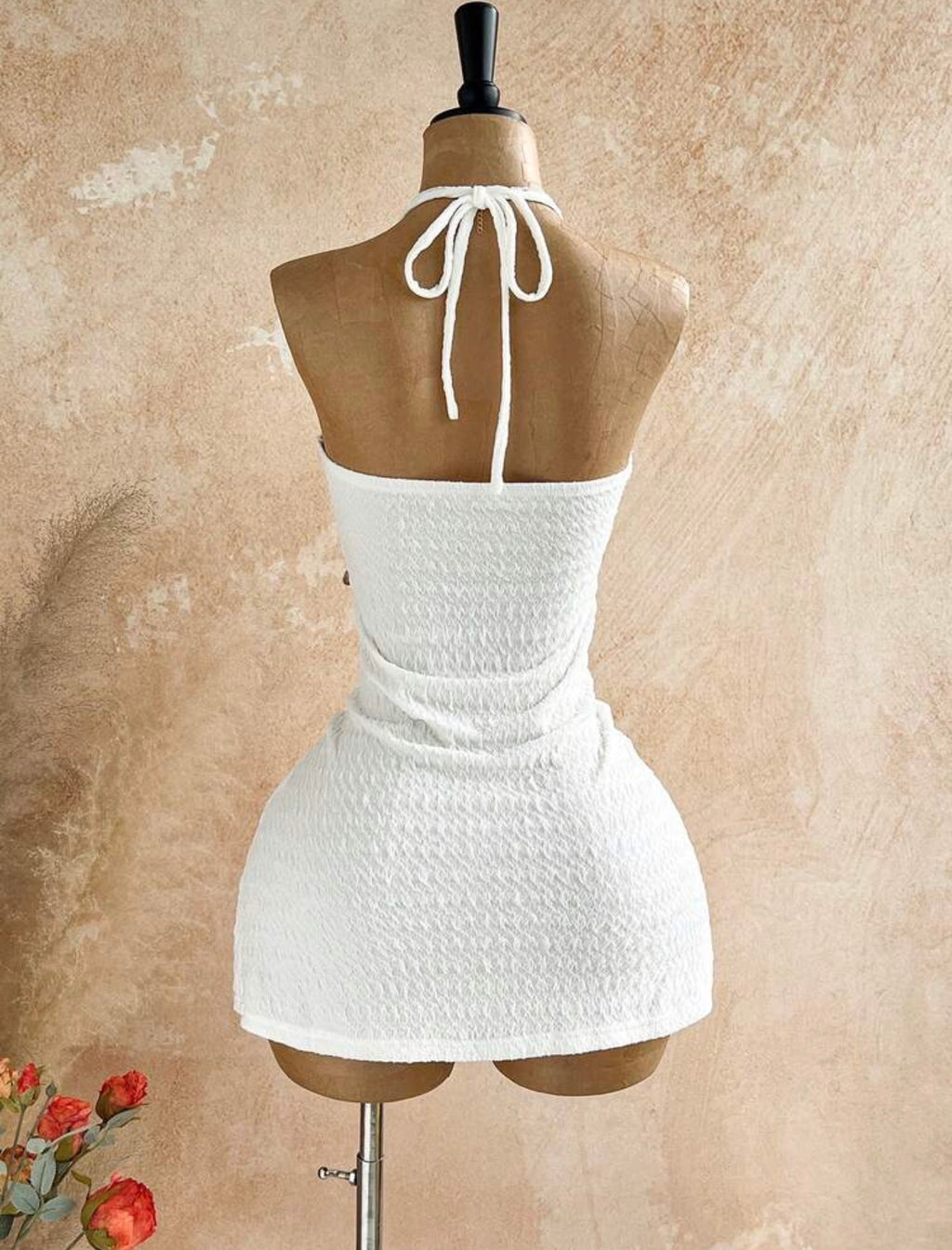 White Mini Dress with Starfish Metal Decor
