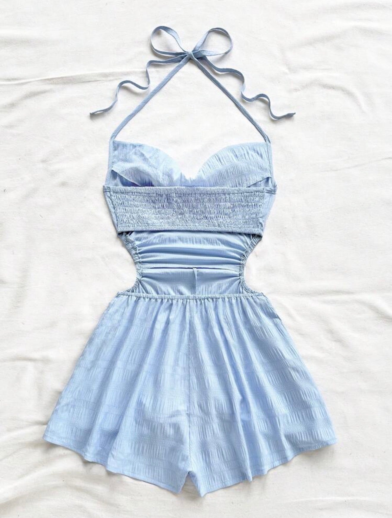 Tie Front Drape Cut Out Waist Romper
