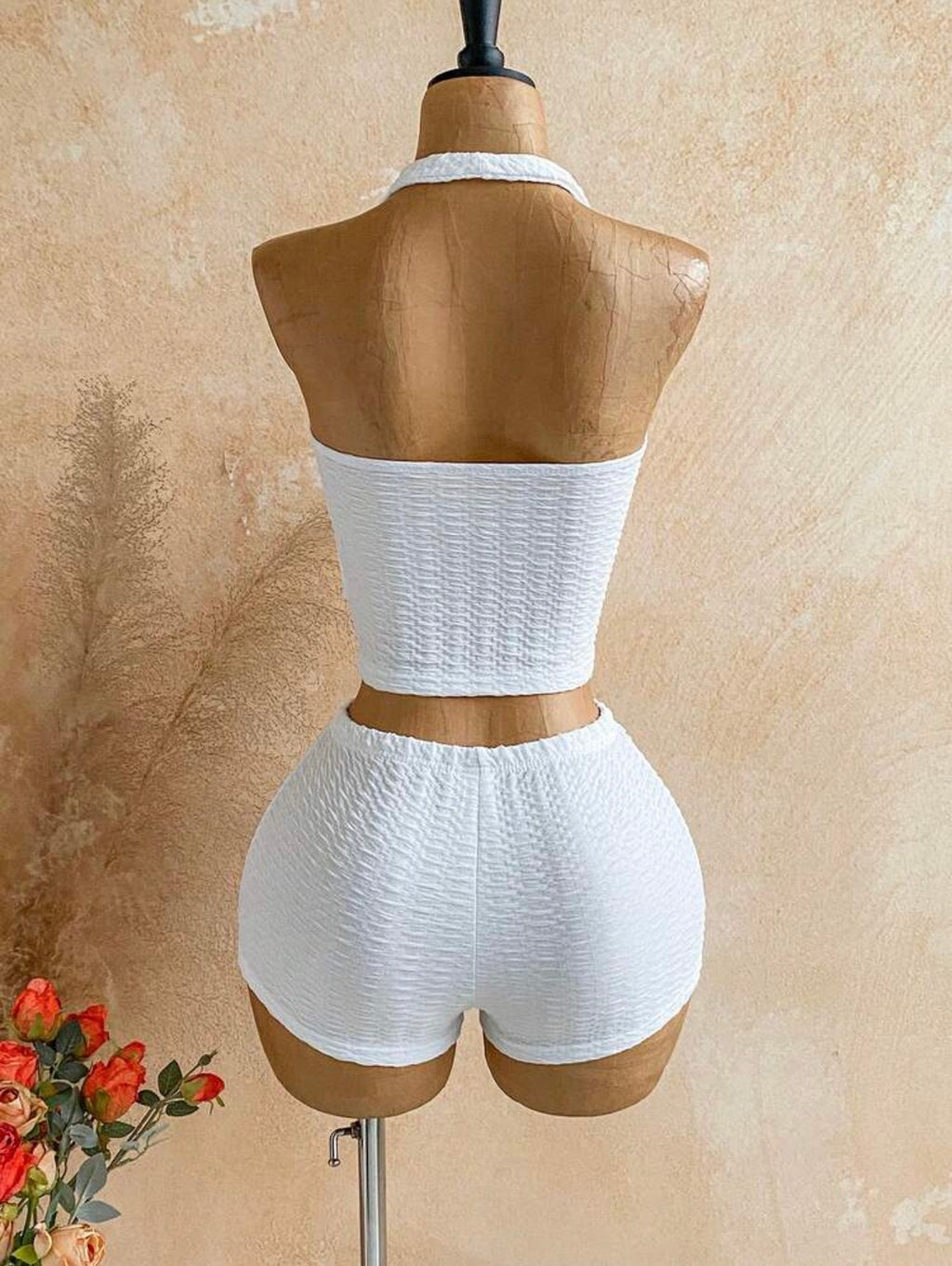 White 2pcs Set Top & Shorts
