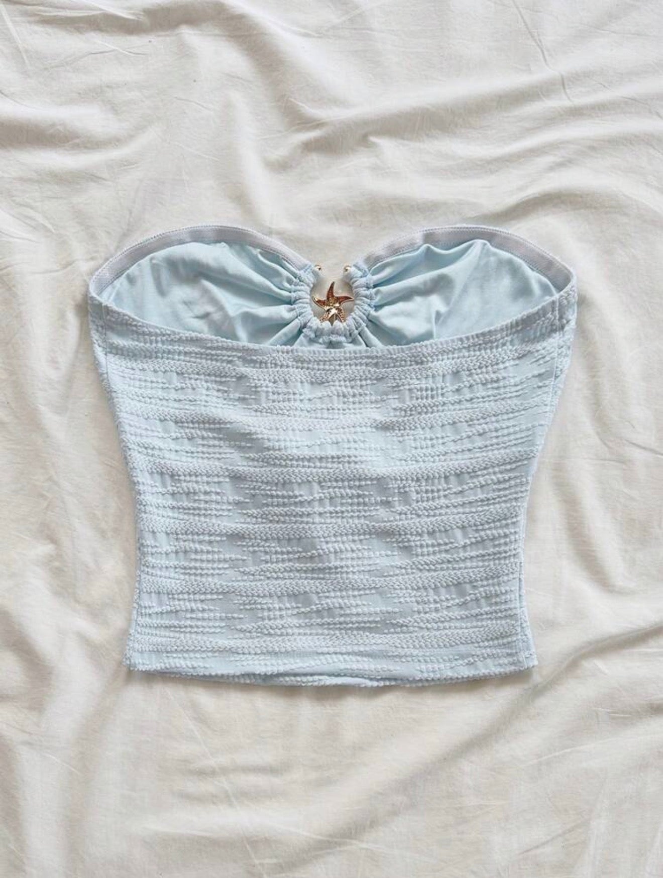 Light Blue Tube Top with Star Decor