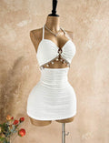 White Mini Dress with Starfish Metal Decor