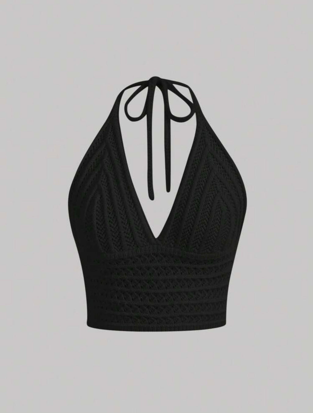 Black Knitted Halter Top