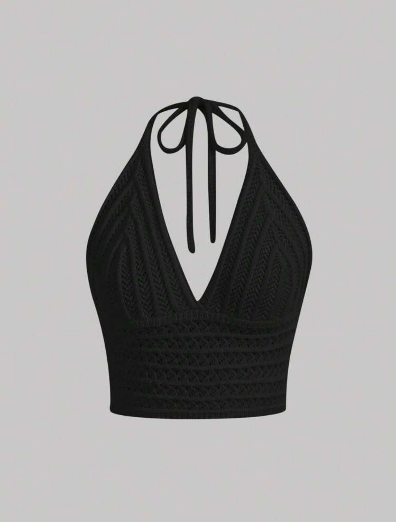 Black Knitted Halter Top