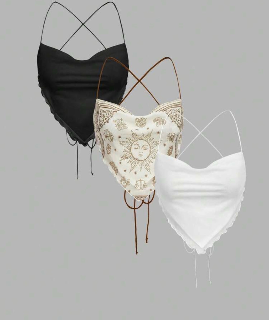 3pcs Spaghetti strap Mesh Set