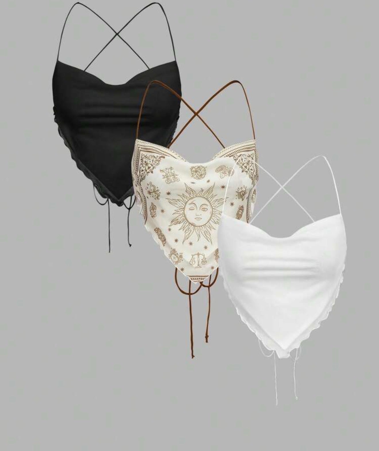 3pcs Spaghetti strap Mesh Set