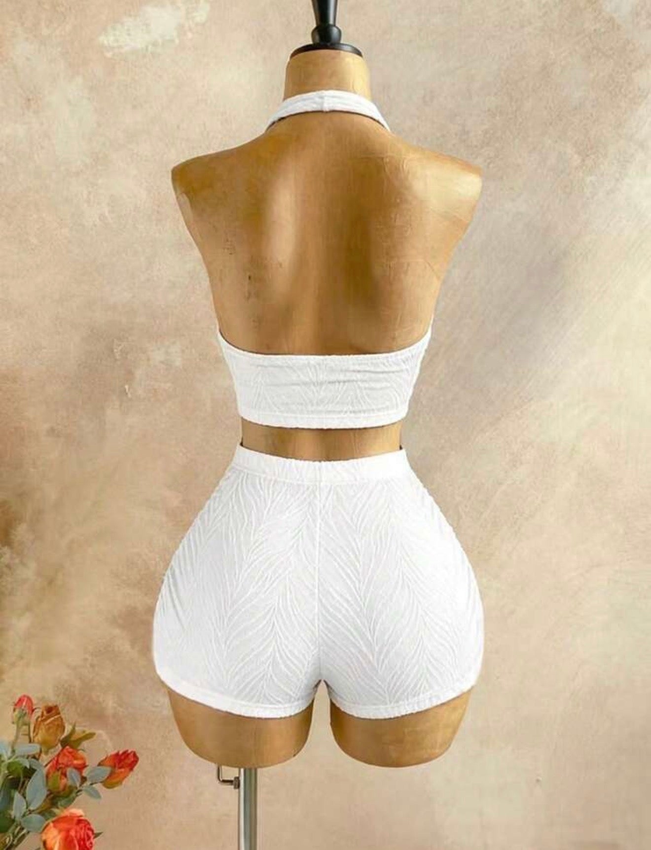 Pleated Knit Crop Top & Shorts Set