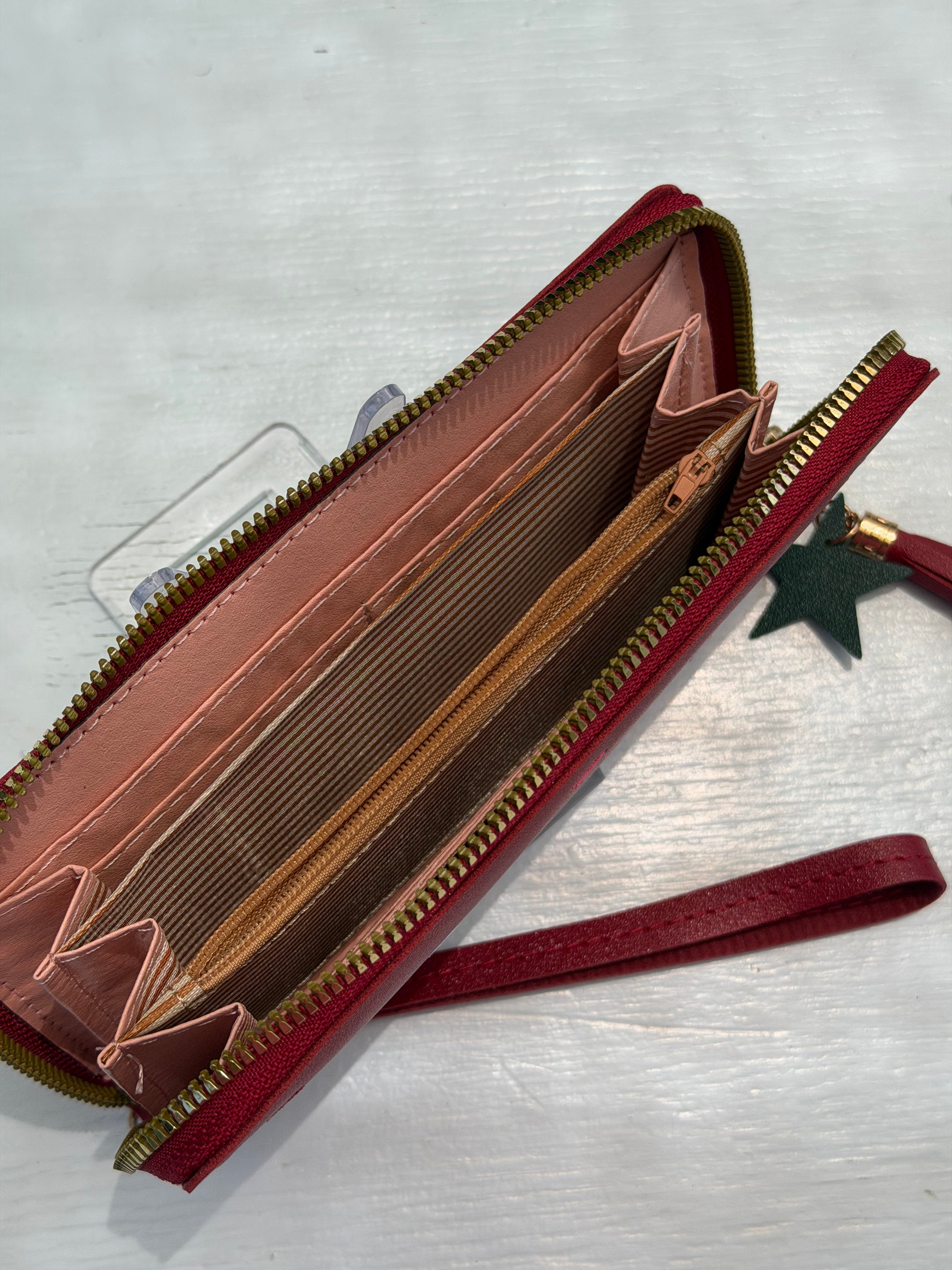 Heart Embroidery Large Wallet