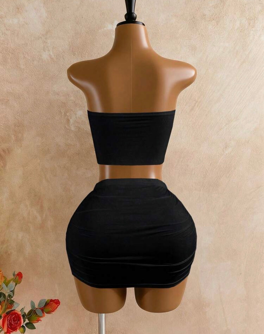 Pleated Bandeau Top and Mini Skirt Set