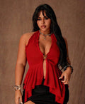 PLUS SIZE Butterfly Metal Decor Halter top