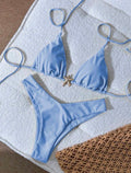 2pcs Blue with Gold Detail Bikini Set