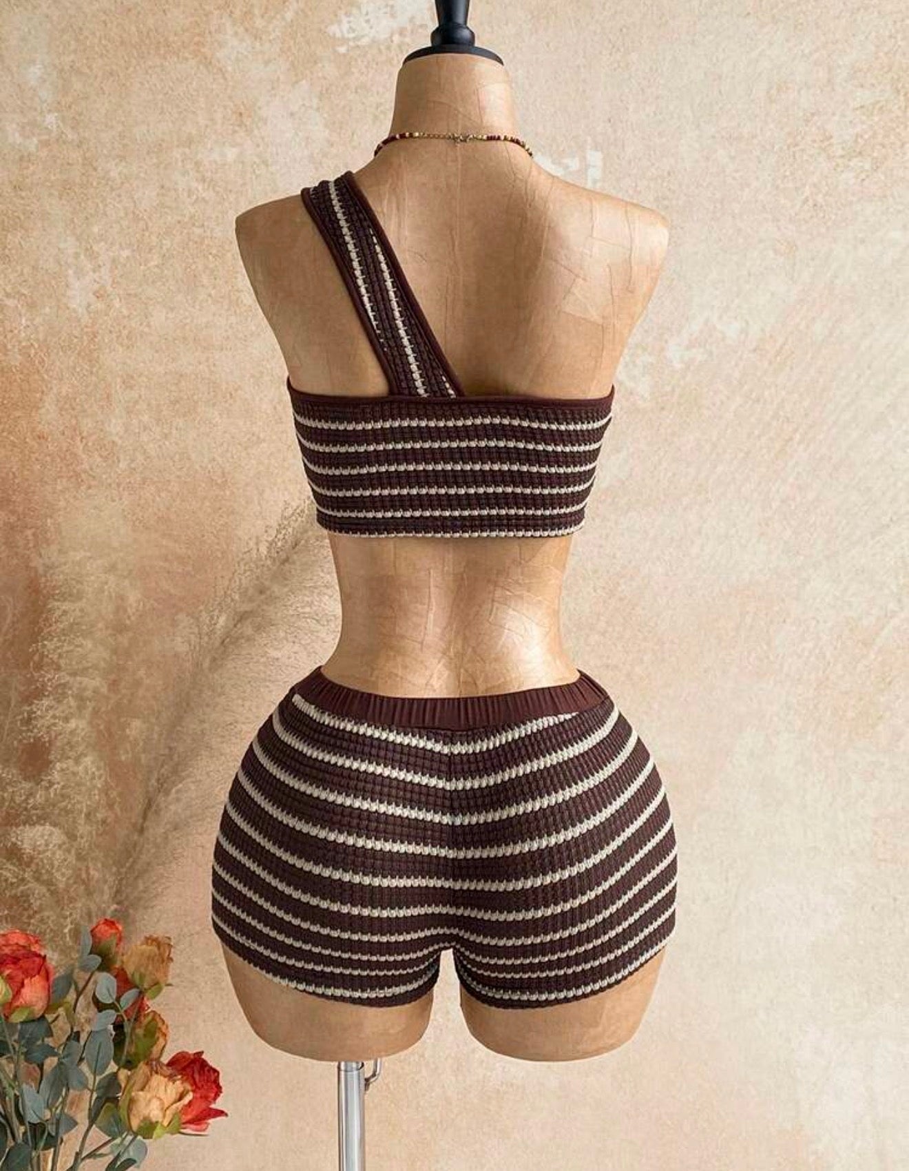 2PCS Top & Mini Shorts with Gold Decor