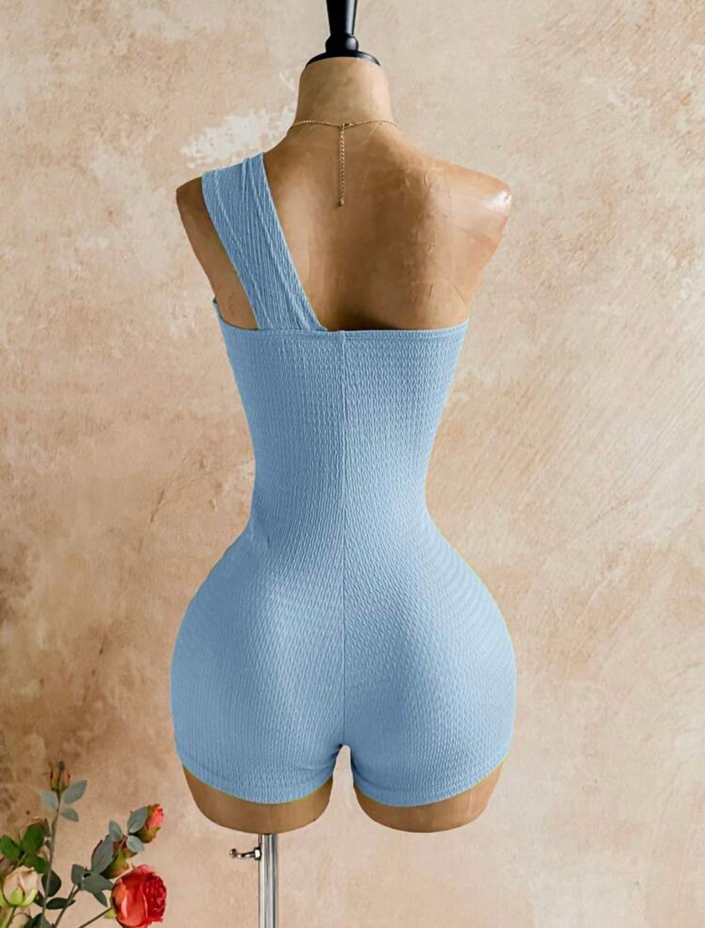 One Shoulder Backless Romper