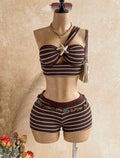 2PCS Top & Mini Shorts with Gold Decor