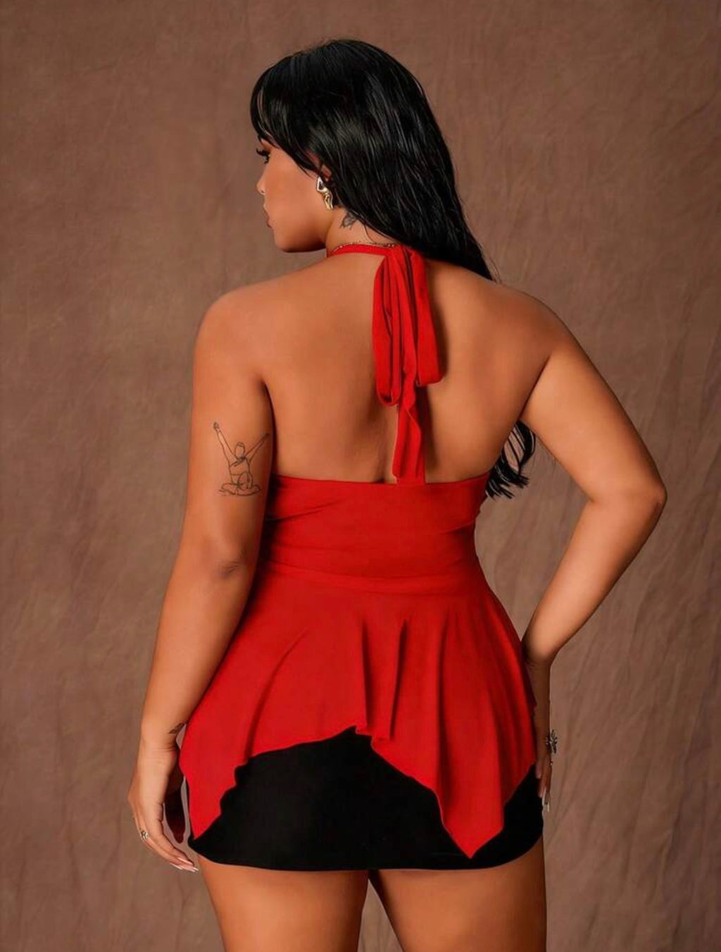 PLUS SIZE Butterfly Metal Decor Halter top