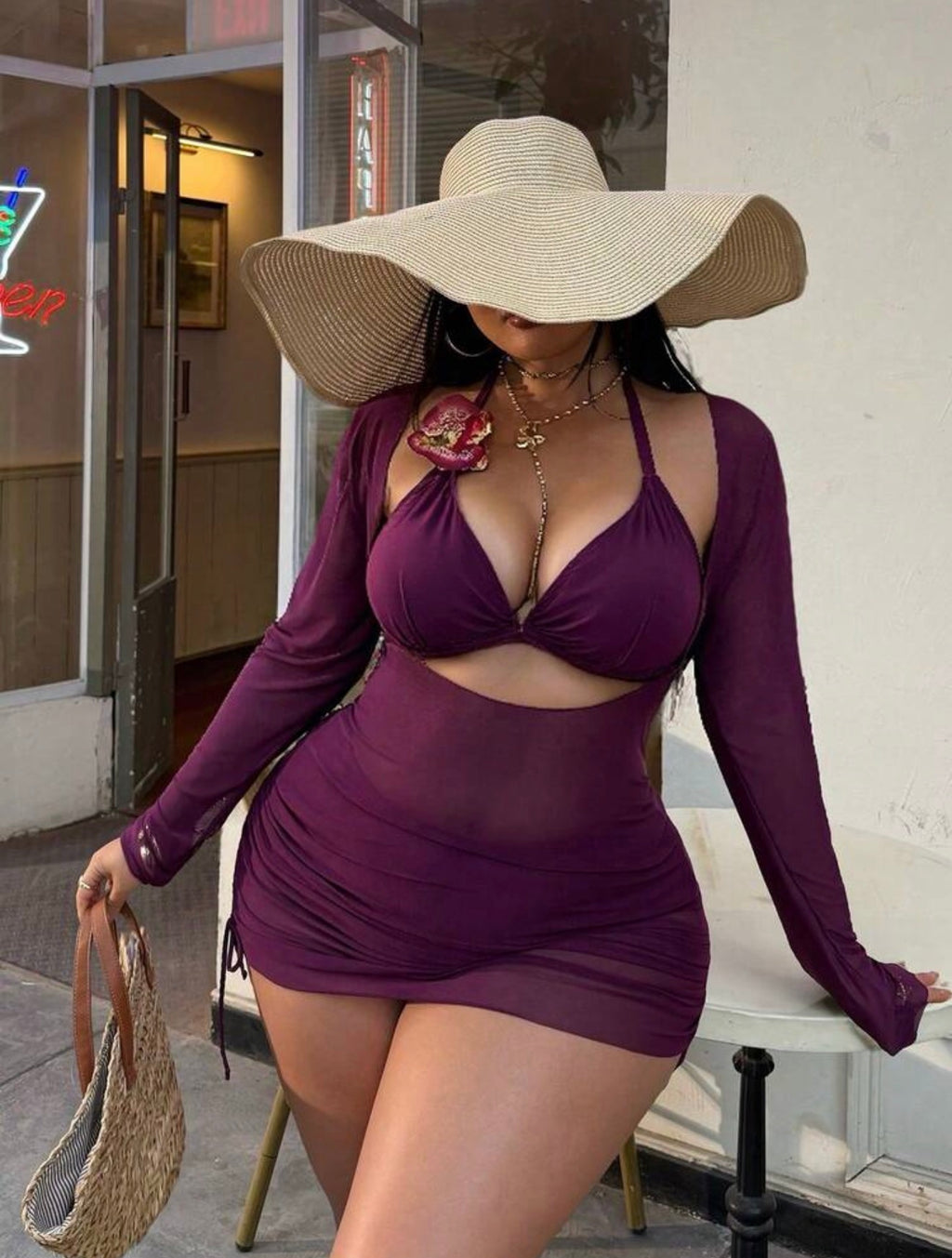 PLUS SIZE 3pcs Bikini Set with Cover Up