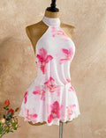 Floral Print Backless Mini Dress