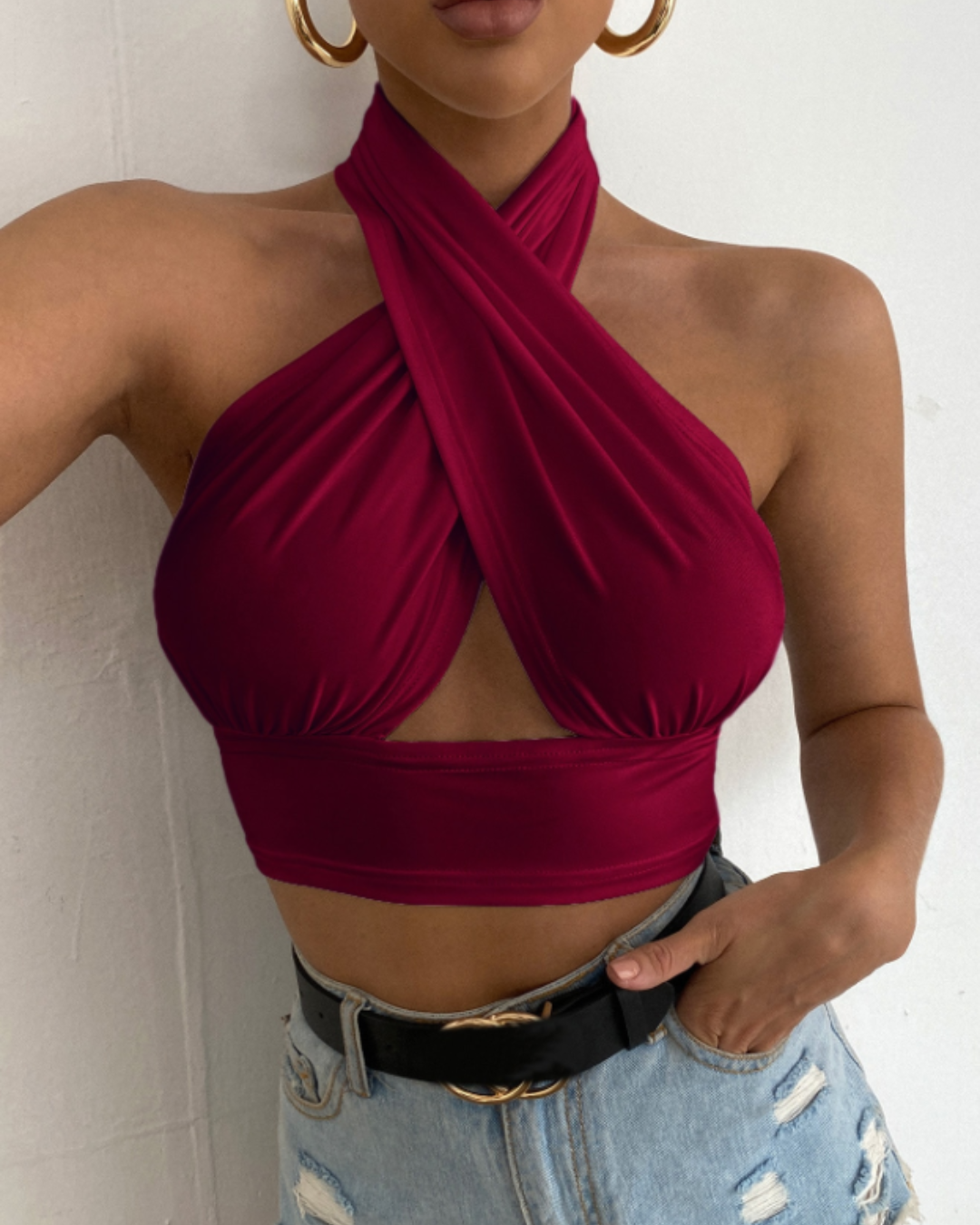 Red halter top