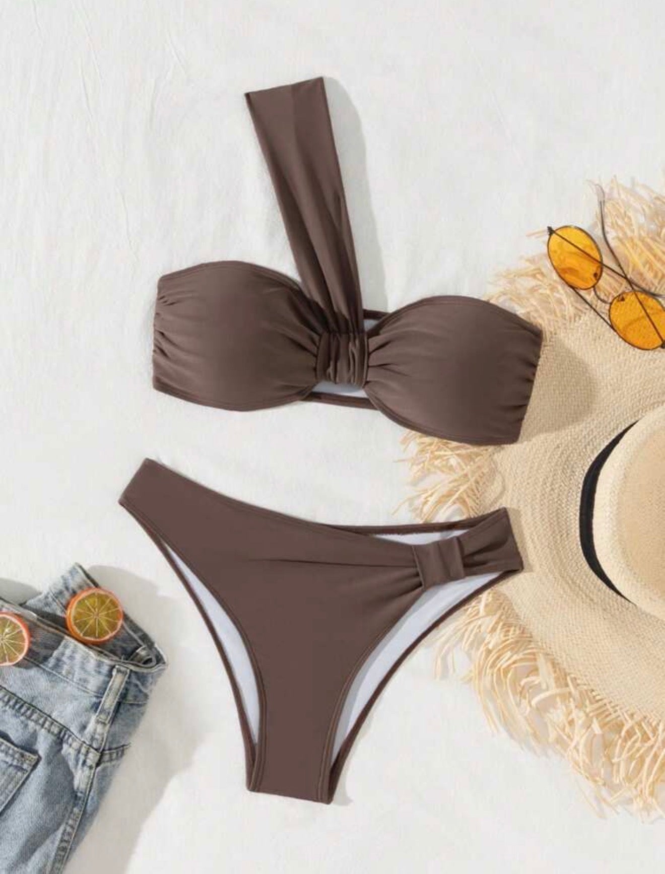 One Shoulder Bandeau 2pcs Bikini