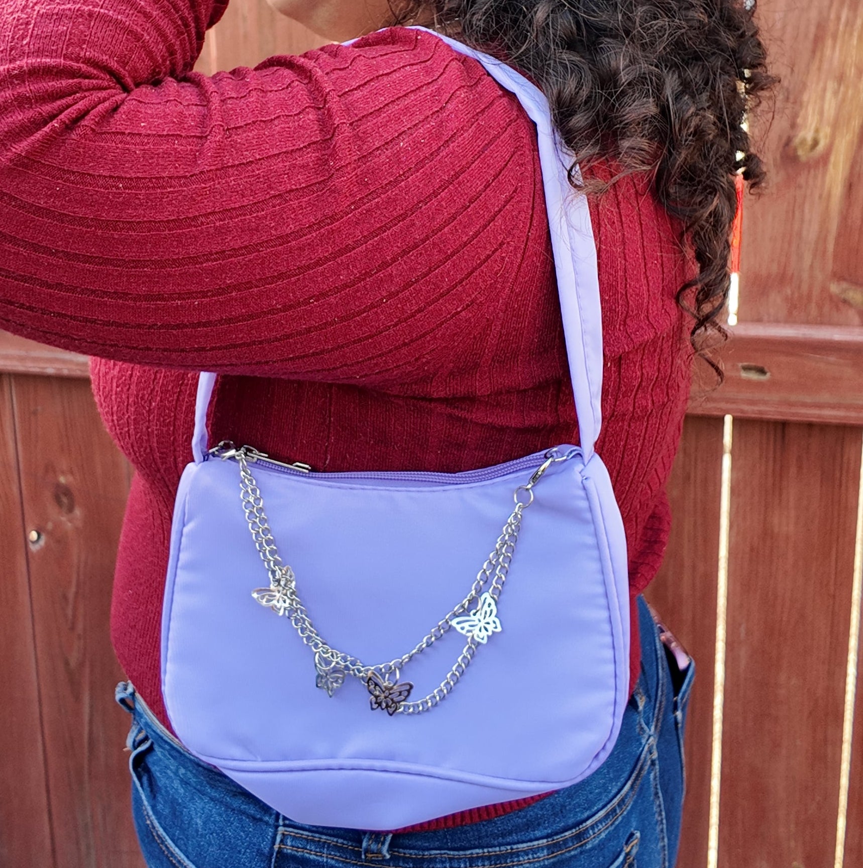 Shoulder Bag with Chain Decor