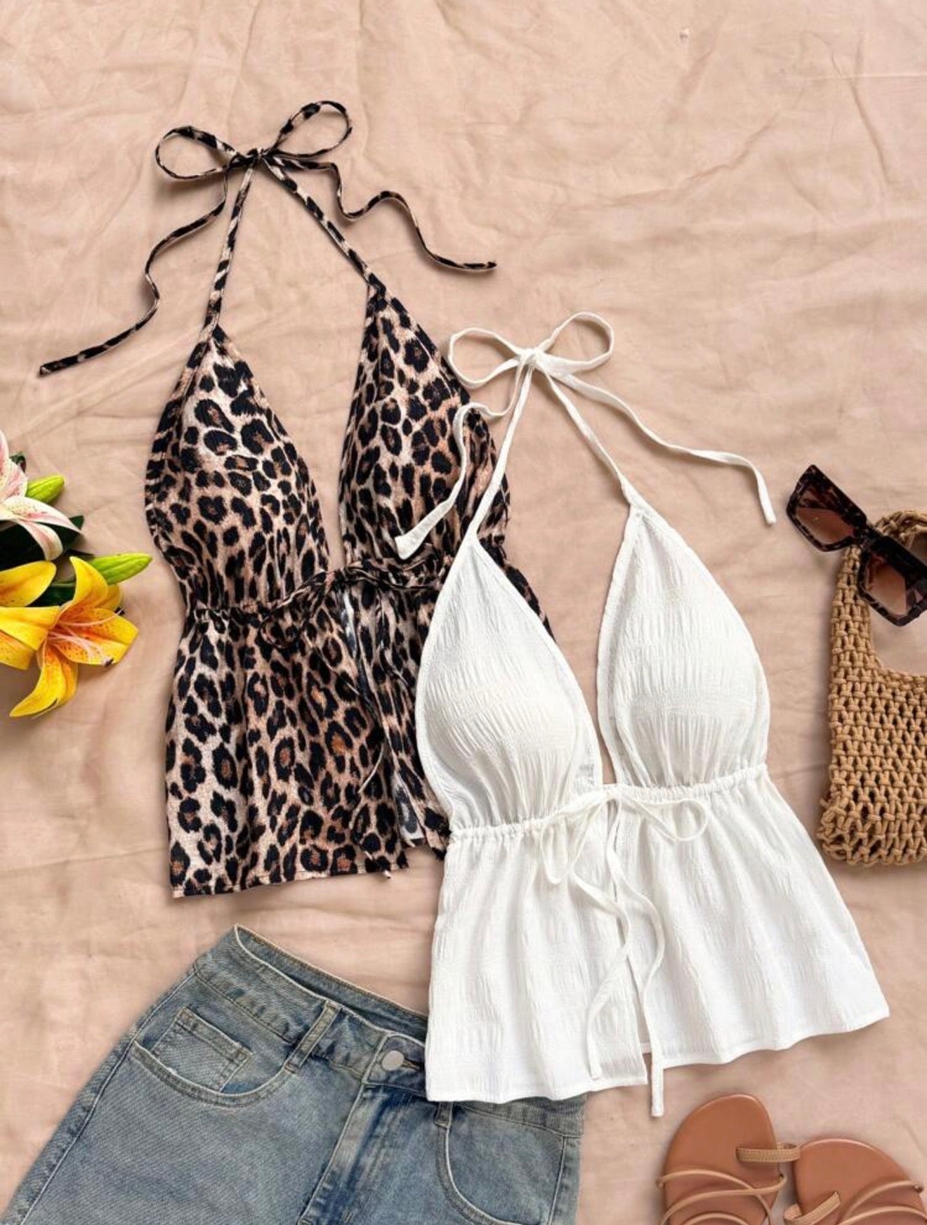 2PCS V-Neck Tie  Camisole