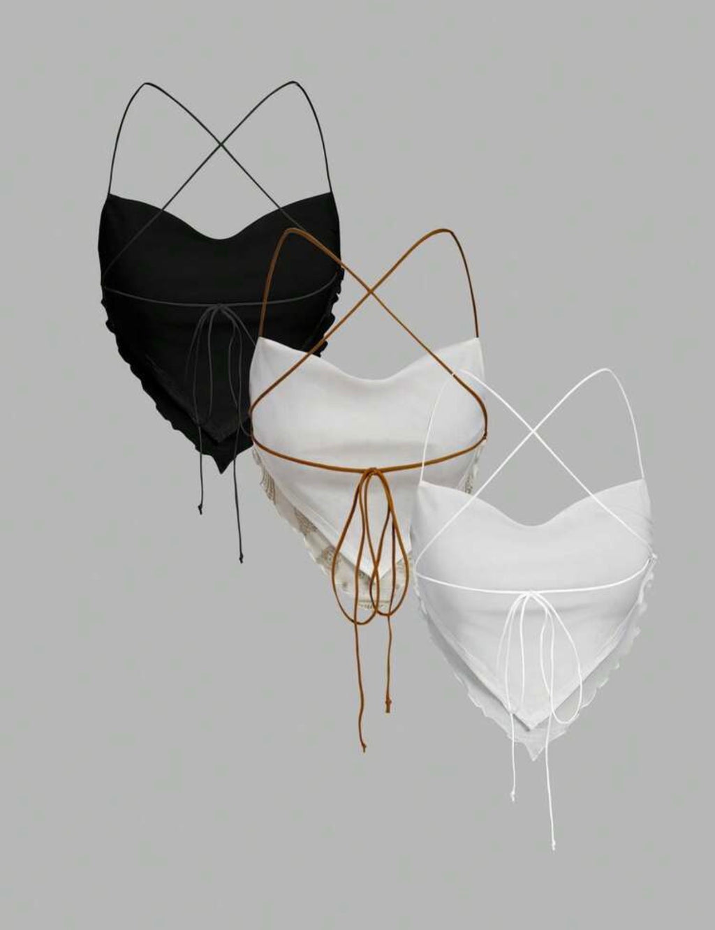 3pcs Spaghetti strap Mesh Set