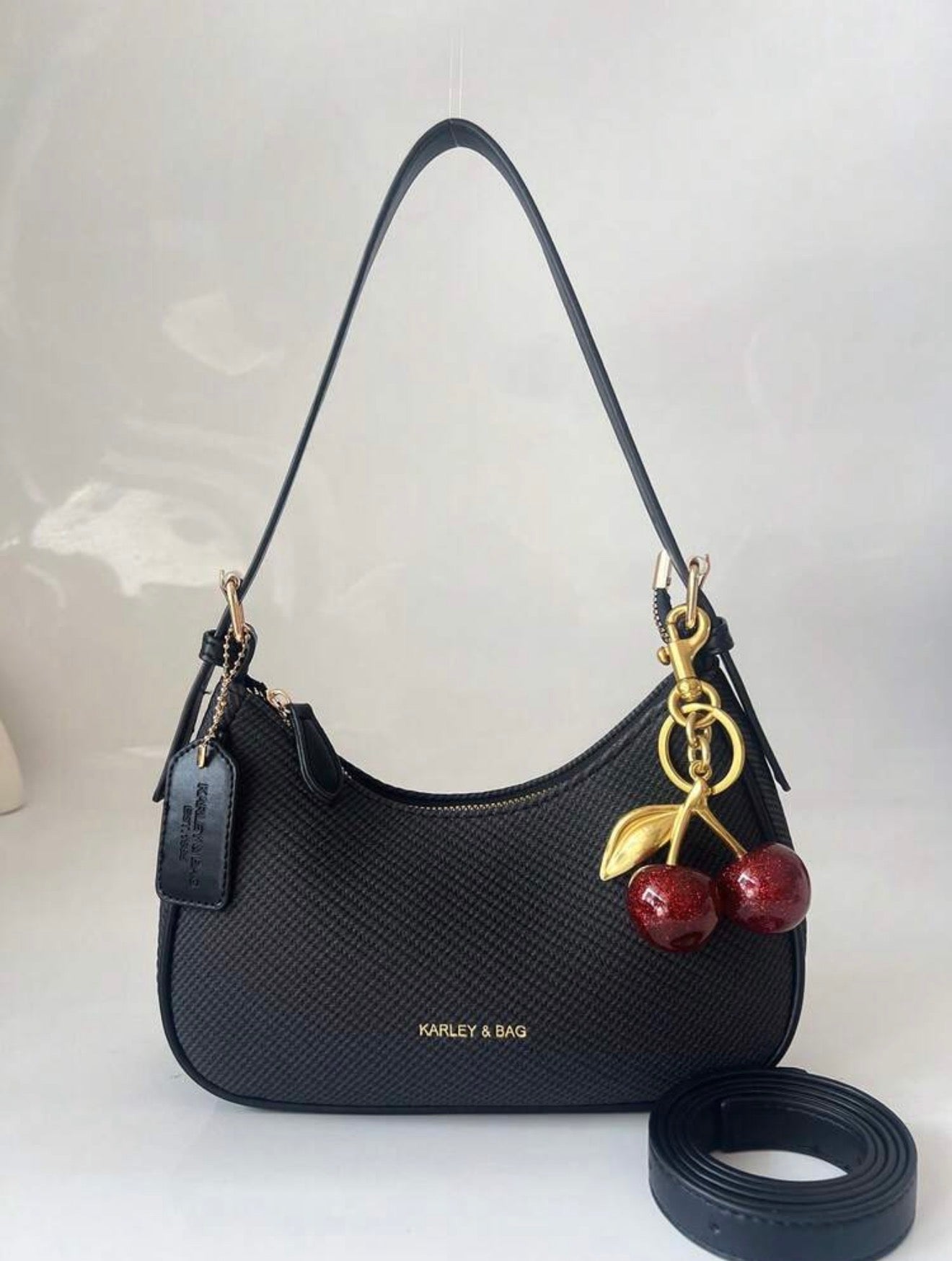 Shoulder/Crossbody Bag with Cherry Key Chain