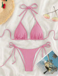 Solid Color Pink 2pcs Bikini