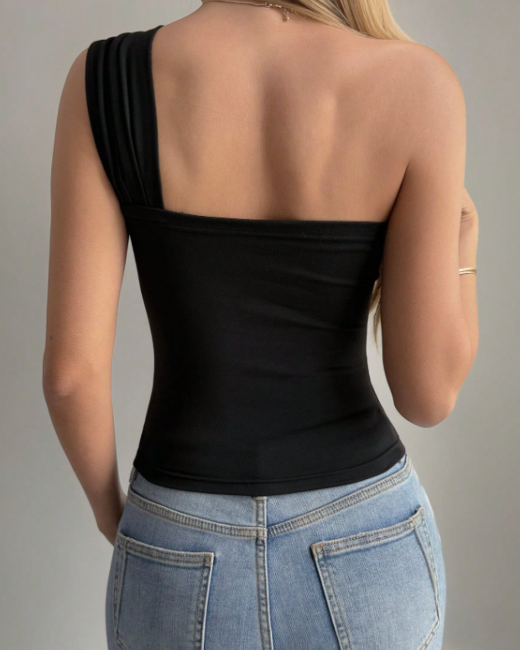 Black halter top with cut-out design