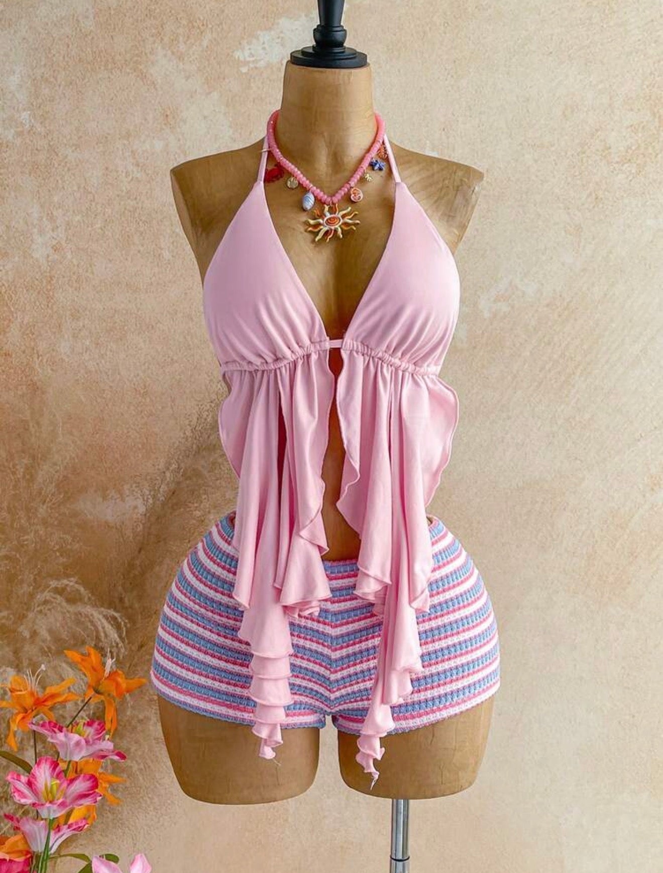 Camisole Hem Top And Mini Shorts 2PCS Set
