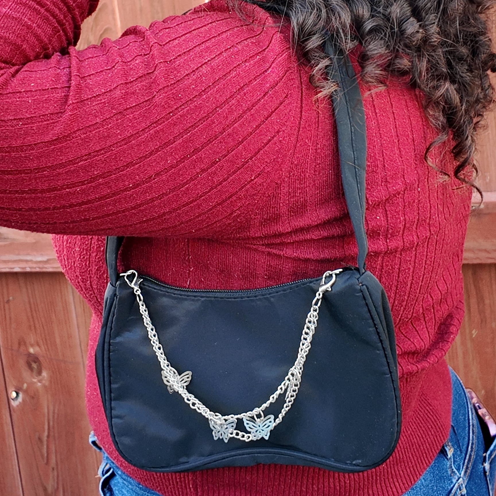 Shoulder Bag with Chain Decor