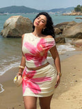 Plus Size Asymmetrical Shoulder Top & Mini Skirt 2pcs Set