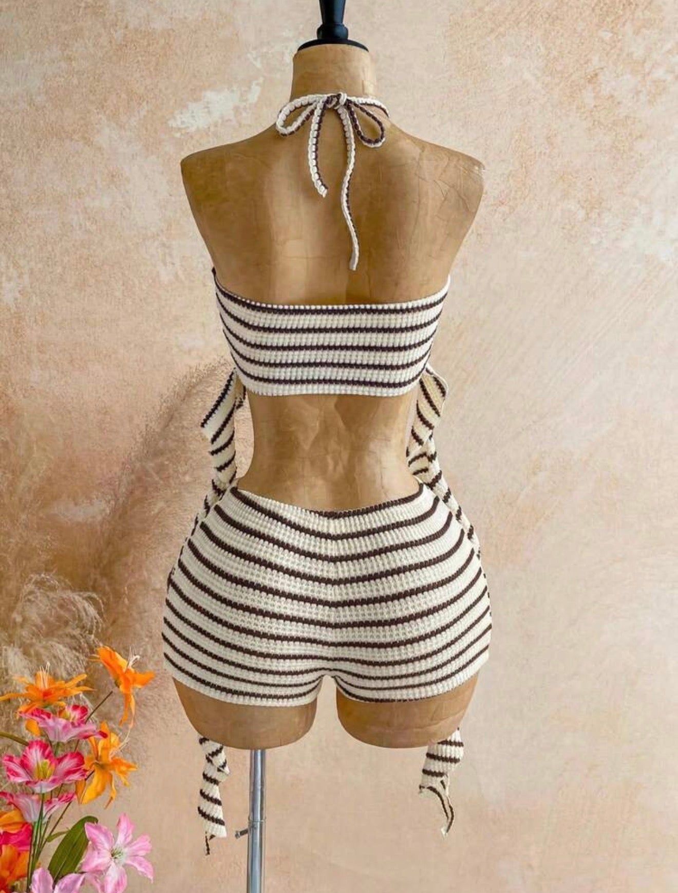 Striped camisole Top & Mini Short 2PCS SET