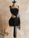 Asymmetrical Waist Cut Mini Dress