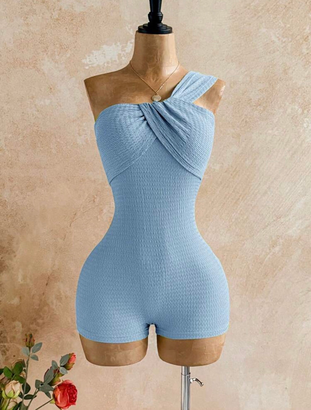 One Shoulder Backless Romper