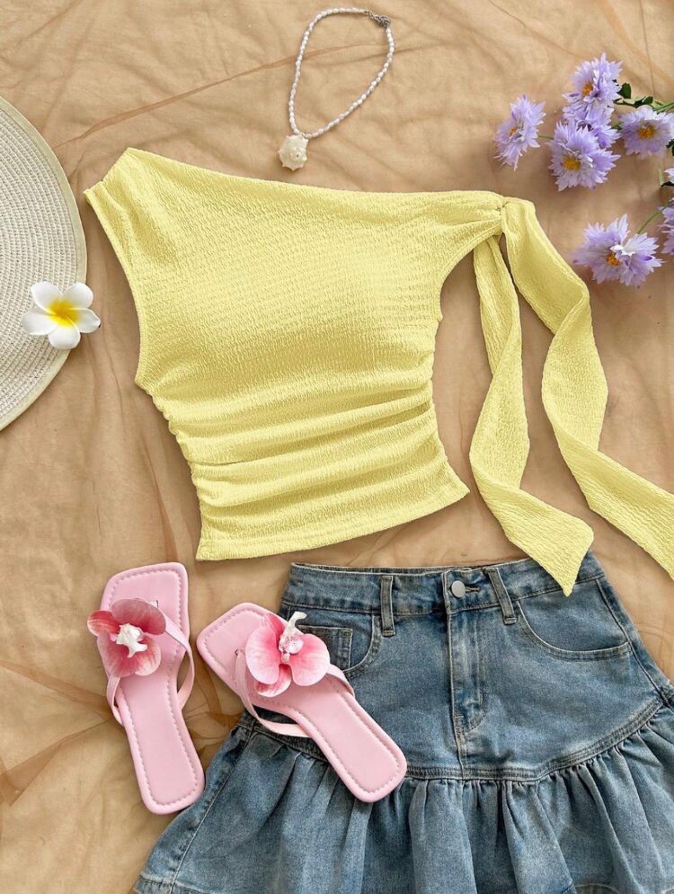 Yellow Asymmetrical Tie Top