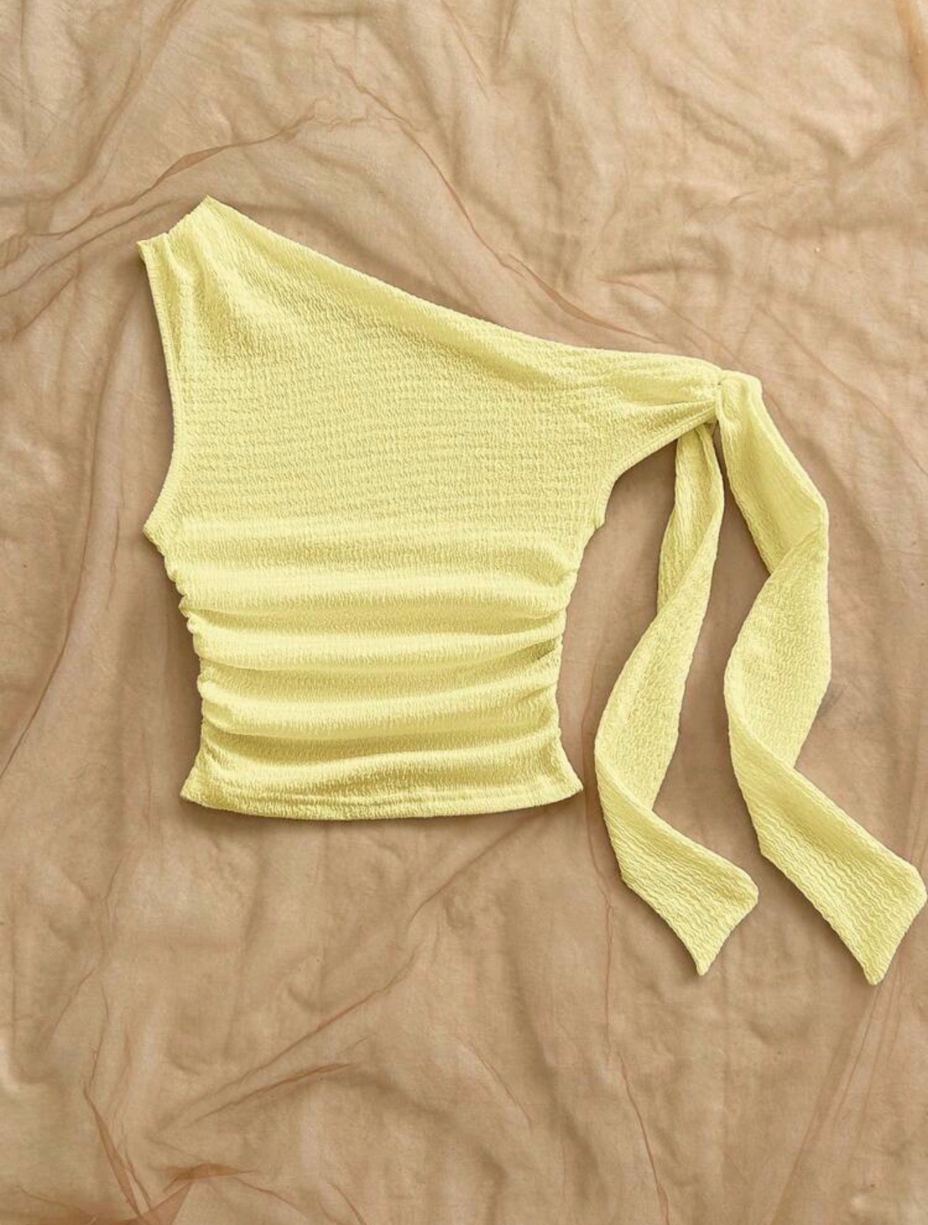 Yellow Asymmetrical Tie Top