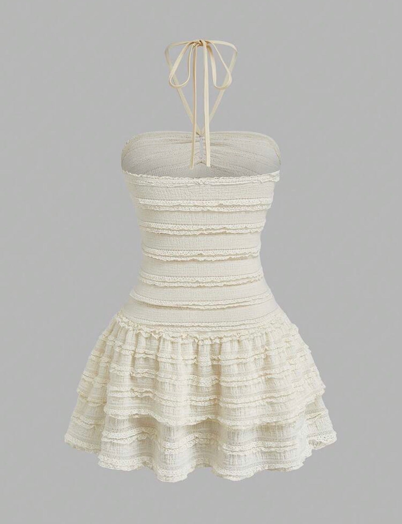 PLUS SIZE Vintage Backless Textured Ruffle Hem Dress