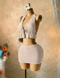 2PCS Knit-Textured Top & Mini Skirt