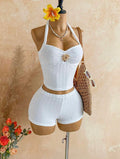 White 2pcs Set Top & Shorts