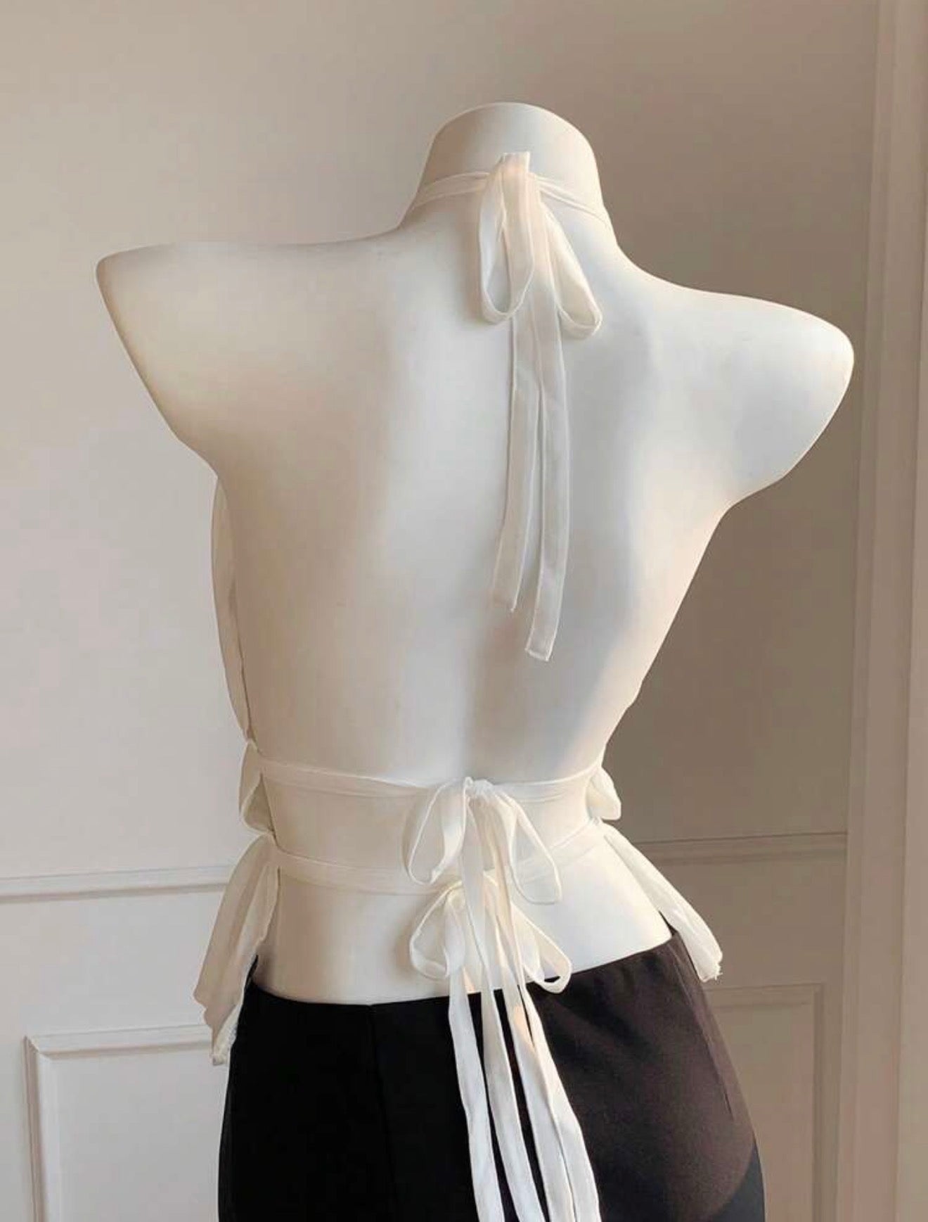 Pleated Halter Open Back Top