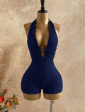Knit Textured Backless Romper