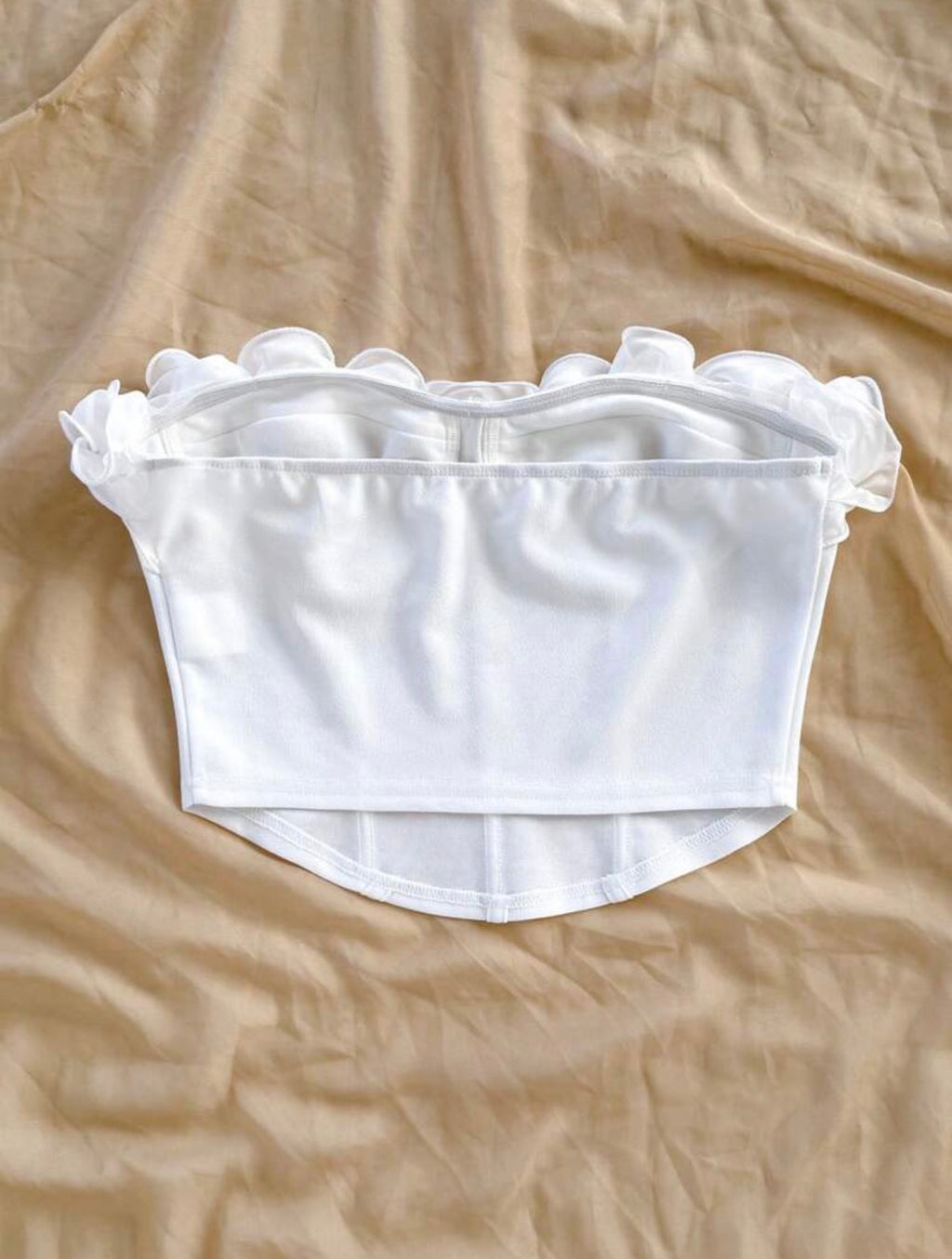 Strapless Ruffle Trim Fitted Top