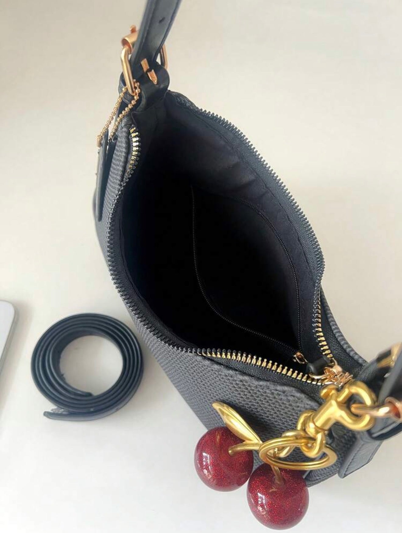 Shoulder/Crossbody Bag with Cherry Key Chain