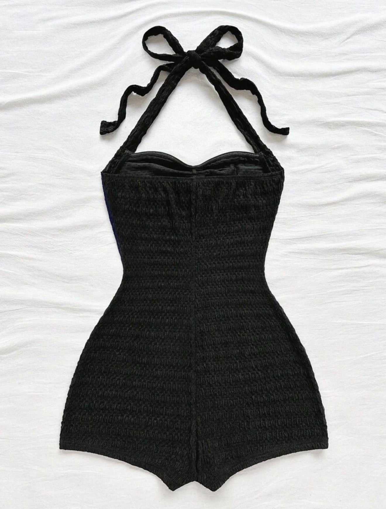 Black Romper with Gold Star Detail