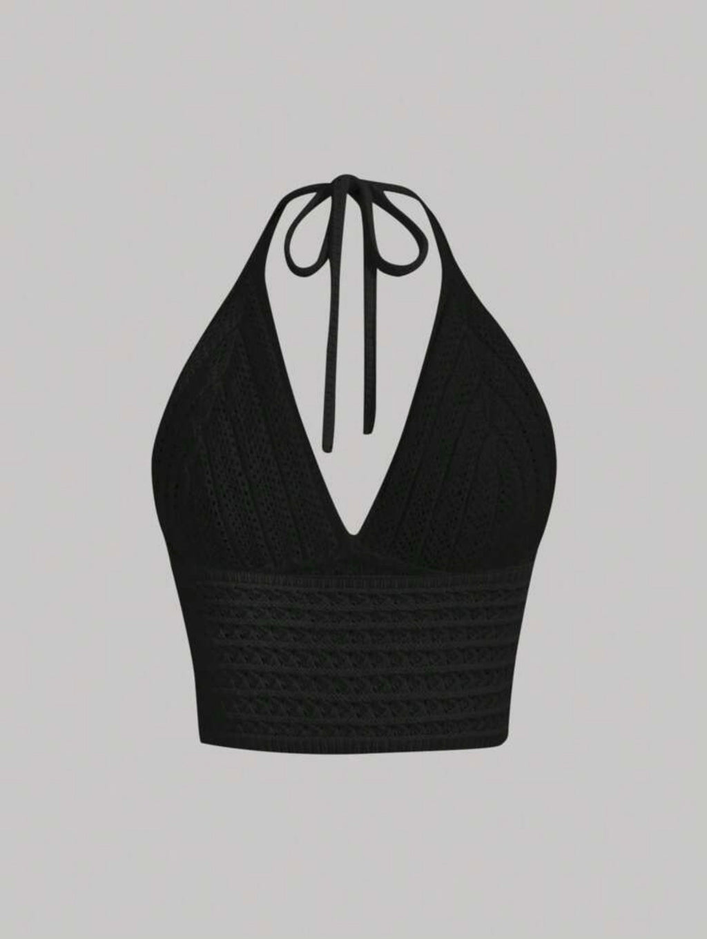 Black Knitted Halter Top