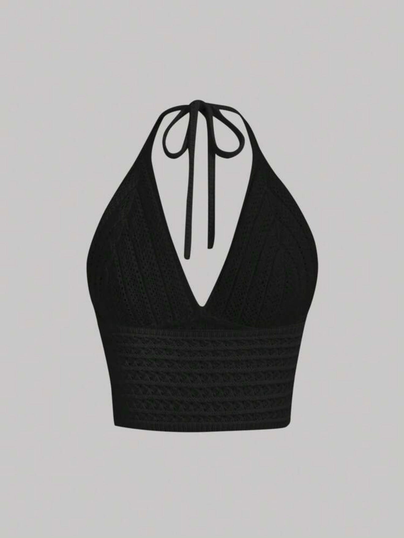 Black Knitted Halter Top