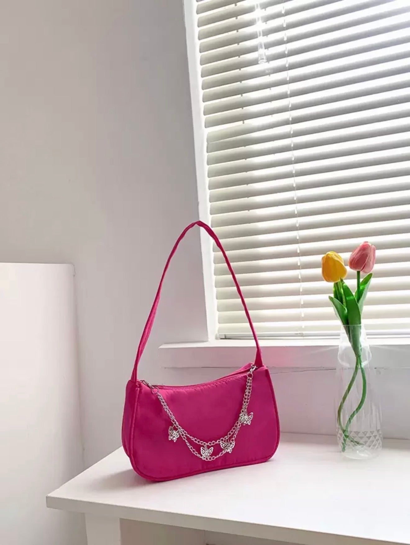 Shoulder Bag with Chain Decor